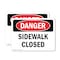 Signmission Sidewalk Closed Danger Sign, Plastic, 10in W x 7in L, 2PK OS-2PACK-DS-P-710-L-2160 - alternate 1